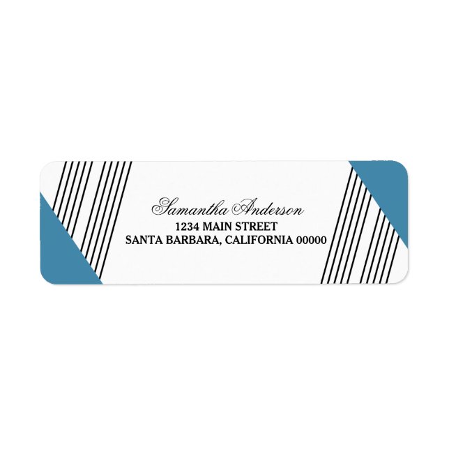 Blue Geometric Strip Address Labels (Vorne)