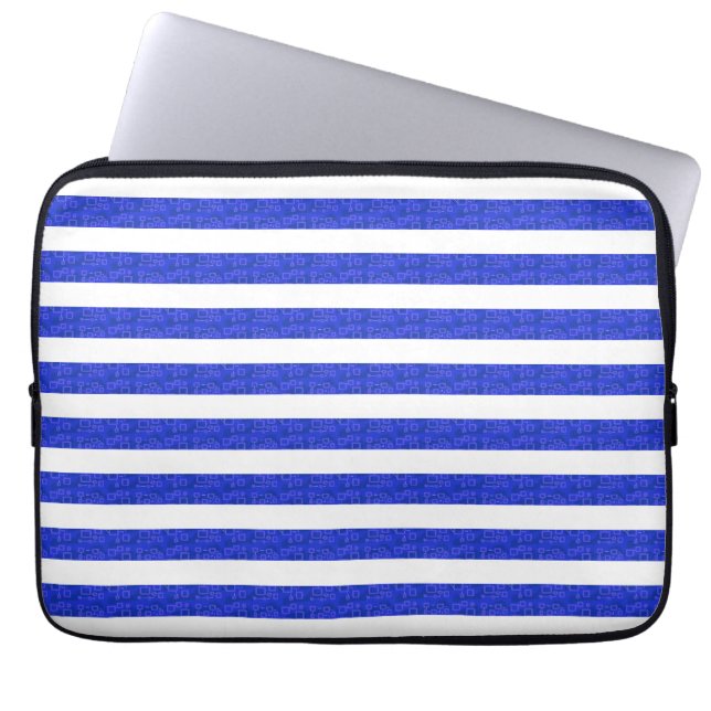 Blue Geometric Stripes Electronics Bag Laptopschutzhülle (Vorderseite)