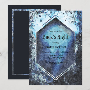 Blue Geometric Watercolor Bucks Nacht Einladung