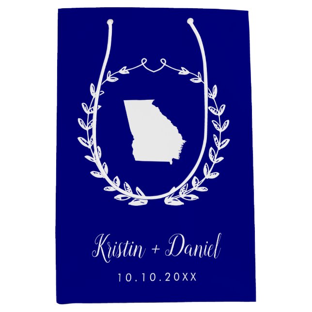 Blue Georgia Map Hochzeitssaal Mittlere Geschenktüte (Vorderseite)