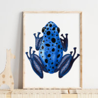 Blue Gepunktet Frog Digital Print | Froschwand