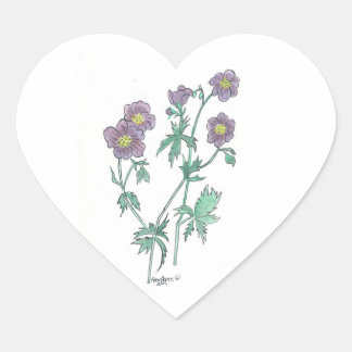 Blue Geranium Heart Sticker