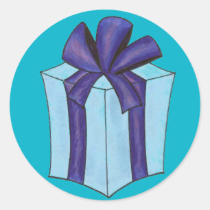 Blue Geschenk Geschenk Bow Weihnachten Hanukkah Ho Runder Aufkleber