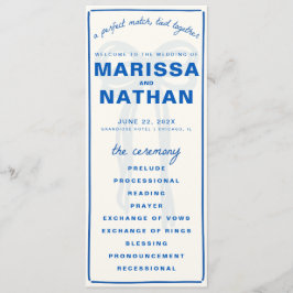 Blue Gezeichnet Together Bow Wedding Program Programm