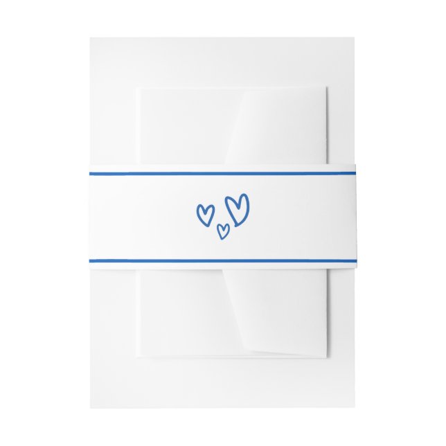 Blue Gezeichnet Together Hearts Wedding Einladungsbanderole (Vorderseite Beispiel)