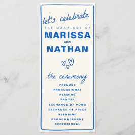 Blue Gezeichnet Together Wedding Program Programm