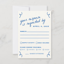 Blue Gezeichnet Together Wedding RSVP Karte