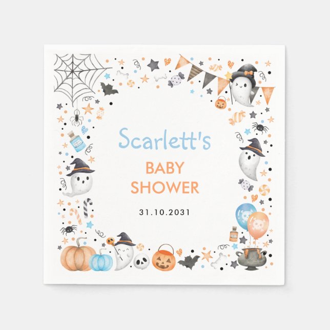 Blue Ghost Halloween Baby Duschfavoriten Serviette (Vorderseite)