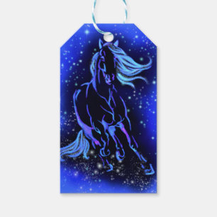 Blue Gift Tags Pferd läuft in der Starry Night Geschenkanhänger
