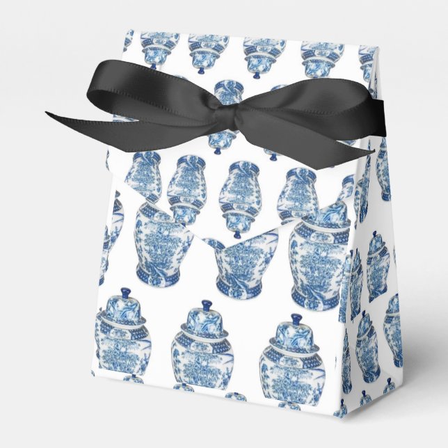 Blue Ginger Jar Jars Ribbon Gastgeschenk Box Geschenkschachtel (Vorderseite)