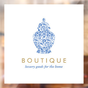 Blue Ginger Jar Pottery Logo Boutique Designer Fensteraufkleber