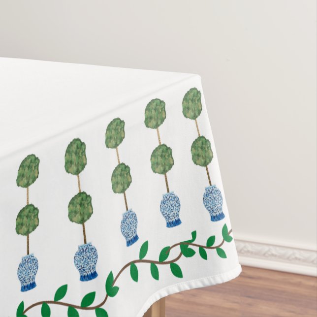 Blue Ginger Jars Jar Topiary Vine Tischdecke (Beispiel)