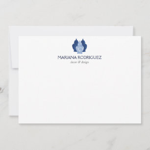 Blue Ginger Jars Pottery Elegant Flat Notecard Mitteilungskarte