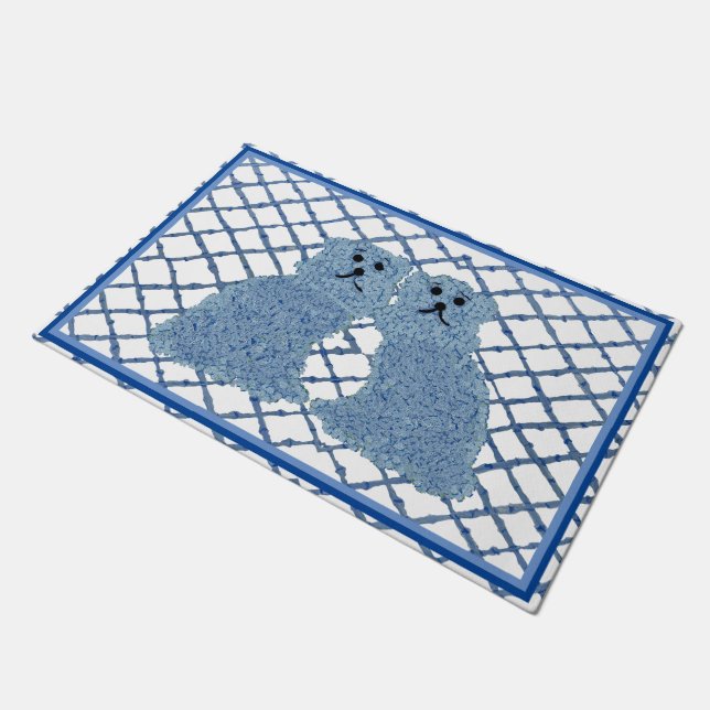 Blue Ginger Jars Staffordshire Hunde Doormat Fußmatte (Schrägansicht)