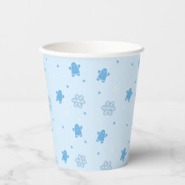Blue Gingerbread Man Snowflakes Weihnachtsmuster Pappbecher