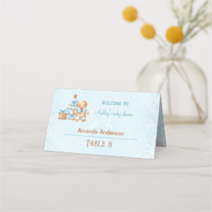 Blue Gingerbrot Boy Christmas Baby Shower Zent Platzkarte