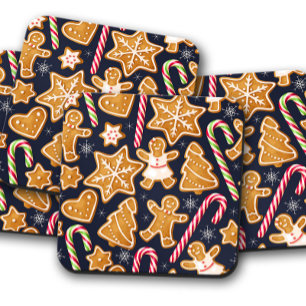 Blue Gingerbrot Weihnachten   Set für Weihnachten  Getränkeuntersetzer