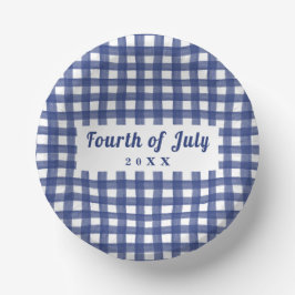 Blue Gingham 4. Juli Red White und Blue Pappteller