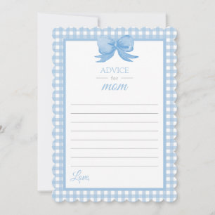 Blue Gingham Advice for Mama Baby Shower Stationar Einladung