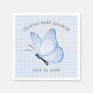 Blue Gingham Baby Boy Butterfly Baby Dusche Serviette