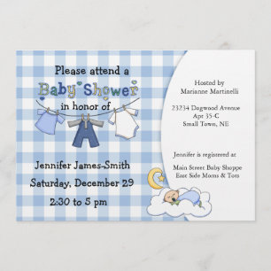 Blue Gingham Baby Boy Showeinladung Einladung