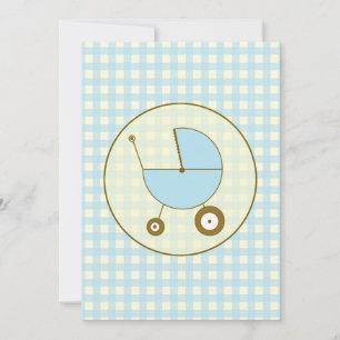 Blue Gingham Baby Dusche Einladung