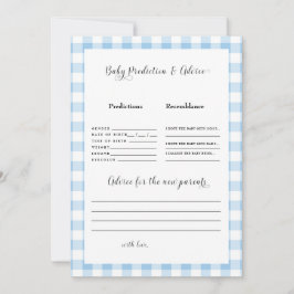 Blue Gingham Baby Predictions II Einladung