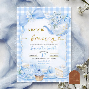 Blue Gingham Baby veranstaltet Babyparty Einladung