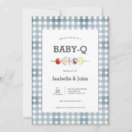 Blue Gingham Barbecue Baby Shower Invitation Einladung