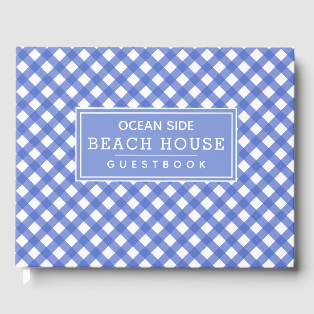 Blue Gingham Beach House Vermietung Gästebuch (Vorderseite)