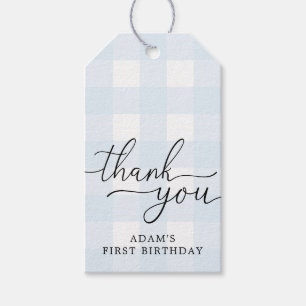 Blue Gingham Birthday Vielen Dank für Ihre Unterst Geschenkanhänger