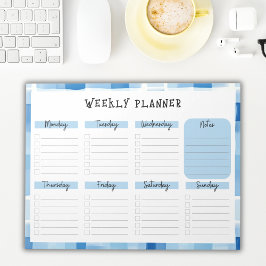 Blue Gingham Border, Undated Weekly Planner Notizblock