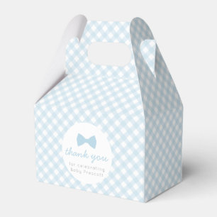 Blue Gingham Bow Krawatte Baby Dusche Gefälligkei Geschenkschachtel