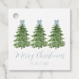 Blue Gingham Bow Weihnachtsbaum Gift Tags Geschenkanhänger