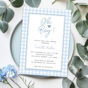 Blue Gingham Boy Baby Shower Einladung