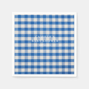 Blue Gingham Boy Baby Shower Serviette