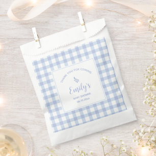 Blue Gingham Boy Babydusche Danke, dass ihr gekomm Geschenktütchen