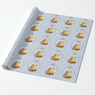 Blue Gingham Boy Birthday Geschenkpapier