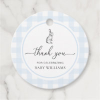 Blue Gingham Bunny Rabbit Baby Dusche