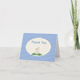 Blue Gingham Bunny Thank you Note Dankeskarte