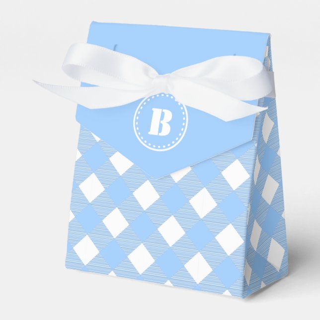 Blue Gingham Checkered Pattern Gevor Box Geschenkschachtel (Vorderseite)