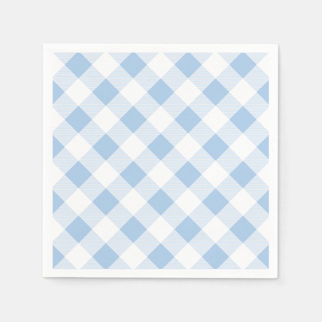 Blue Gingham Checkered Patternpapier Napkin Serviette (Vorderseite)