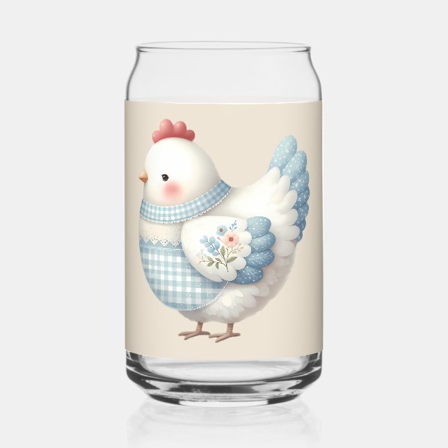 Blue Gingham Cottage Hen Dosenglas (Vorderseite)