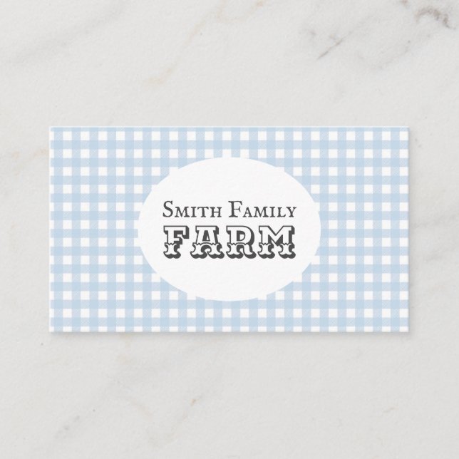 Blue Gingham Country Farm Shabby Chic Visitenkarte (Vorderseite)