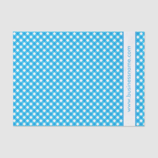 Blue Gingham Custom Text Seidenpapier (Vorderseite)