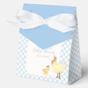 Blue Gingham Farmer Little Chick Jungen Baby Showe Geschenkschachtel