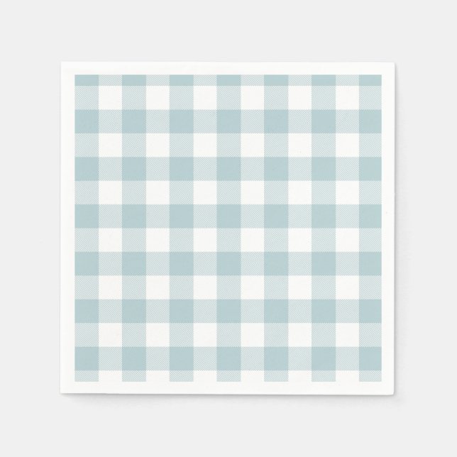 Blue Gingham für Ostersonnige Ohren Papier Napkin Serviette (Vorderseite)