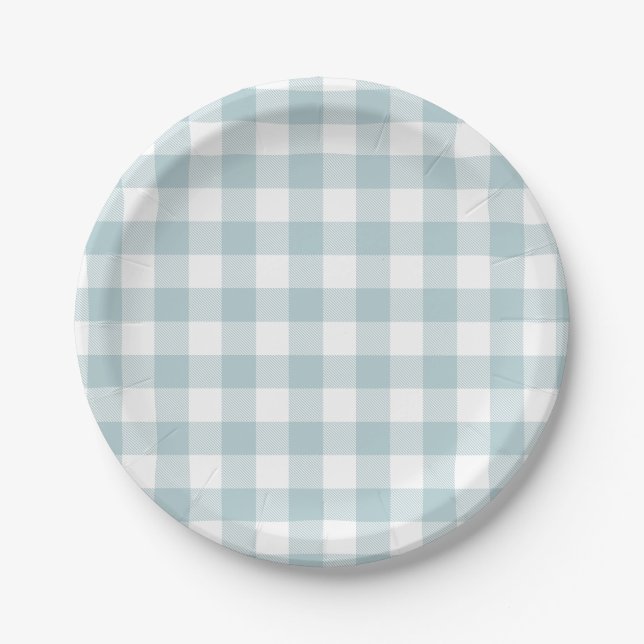 Blue Gingham für Ostersonnigen Ohrenpapierplatte Pappteller (Vorderseite)