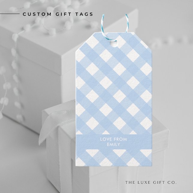 Blue Gingham Gift Tag Geschenkanhänger (Von Creator hochgeladen)