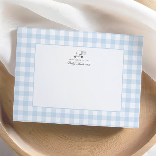 Blue Gingham Golf Baby Dusche Danke Karte